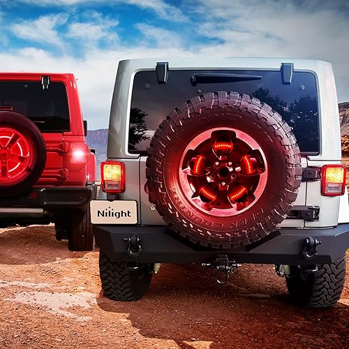 Miniatura 8 de Nilight Luz de rueda de freno de neumático de repuesto para 3 tercera luz de freno para Jeep Wrangler JK JKU JL JLU, 2018, 2019, 2020, 2021, 2022,
