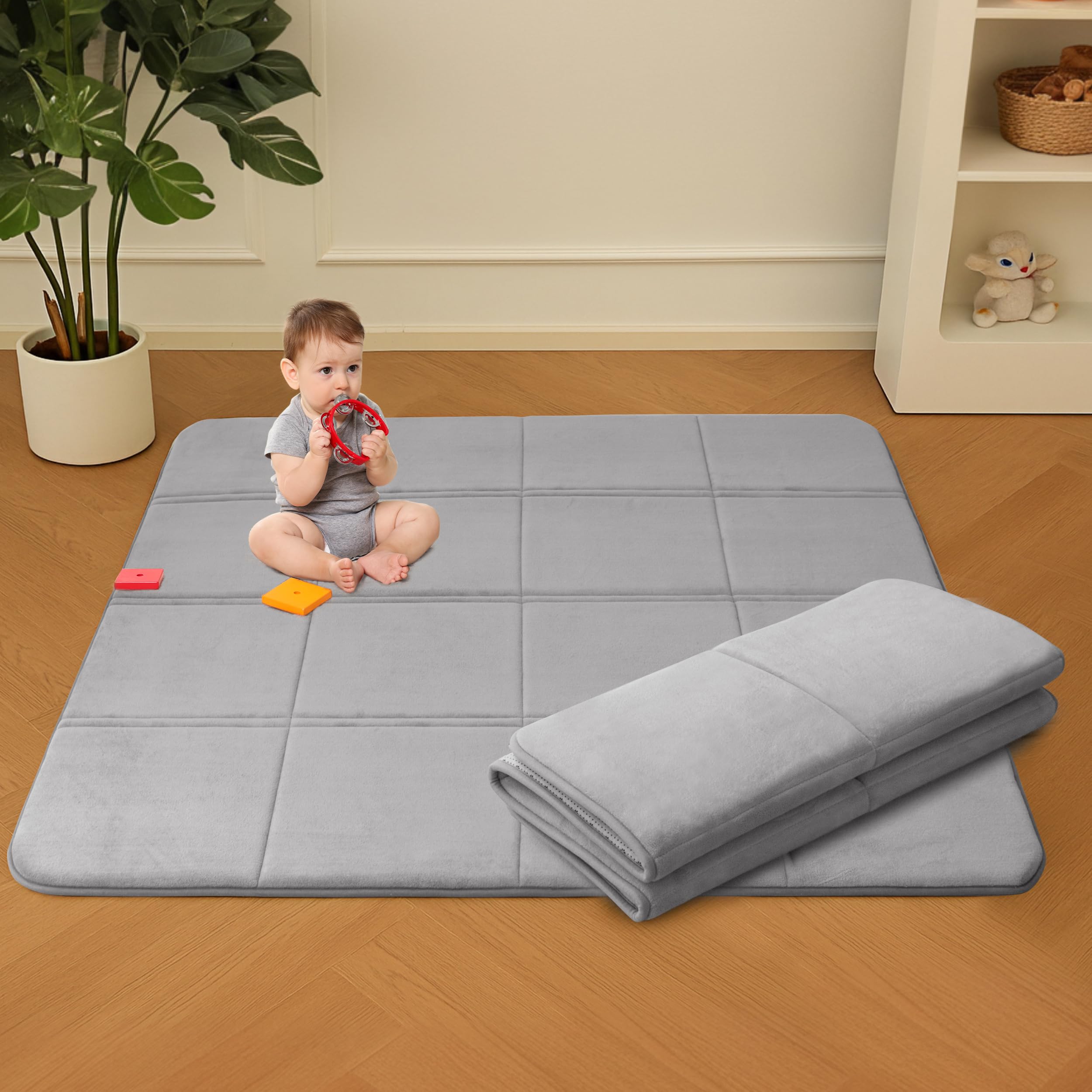 Tapis de jeu pour bébé antichoc au sol froid | Tapis de parc pliable rembourré MAXYOYO 3 cm