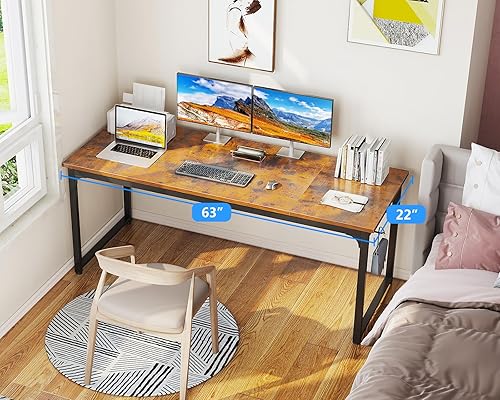 Miniatura 5 de Casaottima Escritorio de computadora de 63 pulgadas para oficina en casa, mesa de estudio para espacios pequeños, escritorio simple y moderno con