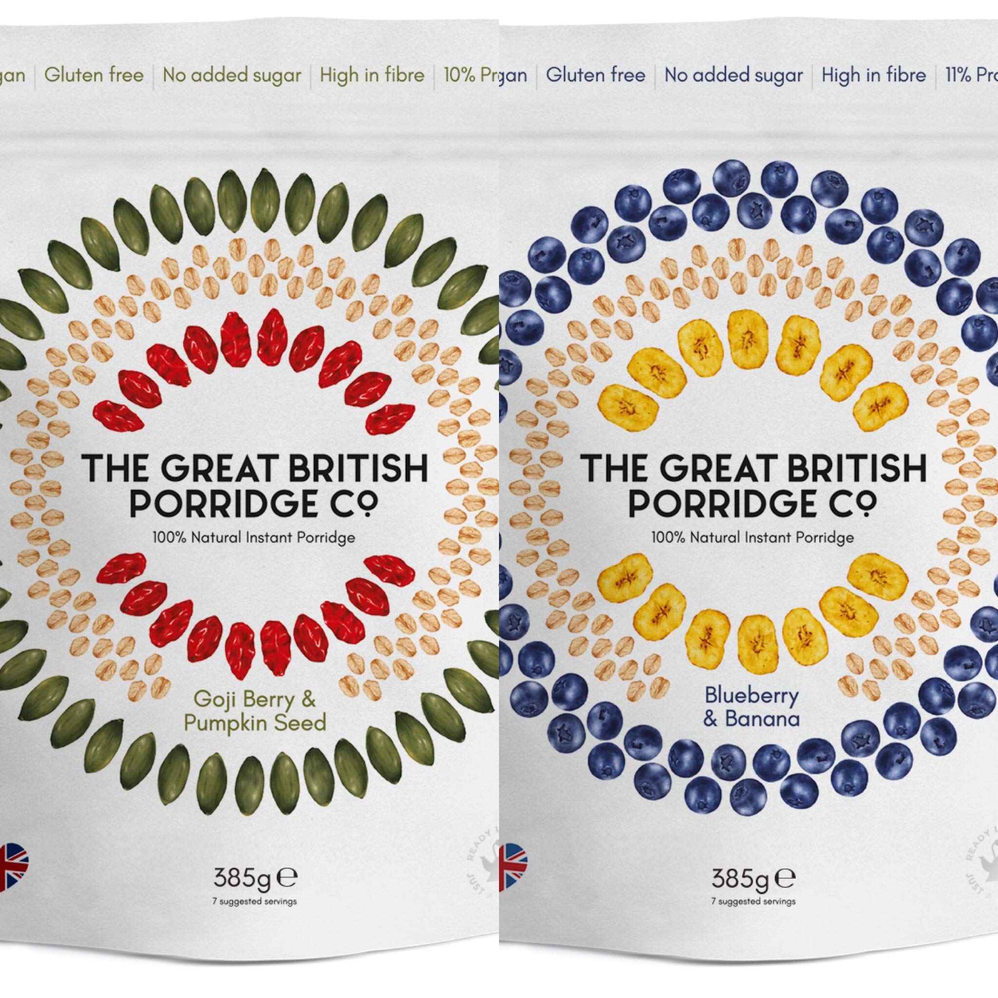 The Great British Porridge Co ( Blueberry & Banana + Red Berry & Pumpkin Seed )