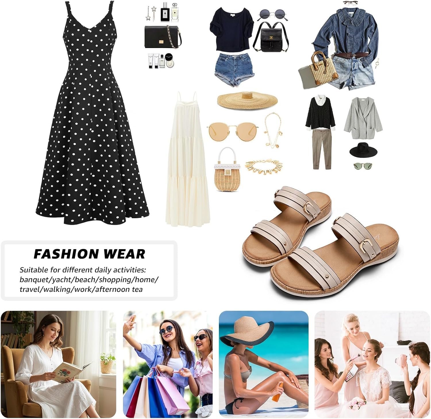 Littleplum Women's Flat Sandals Arch Support Comfortable Slide Sandals Open Toe Orthotic Walking Sandals - Image 7