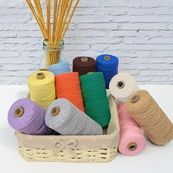 2 mm Light Purple Macrame Yarn 100 m Macrame Cotton Yarn 2 mm/3 mm Cotton Cord Natural Cotton Craft Cord for Crafts Knitting Boho Decoration DIY Craft Wall Hanging Living Room Balcony