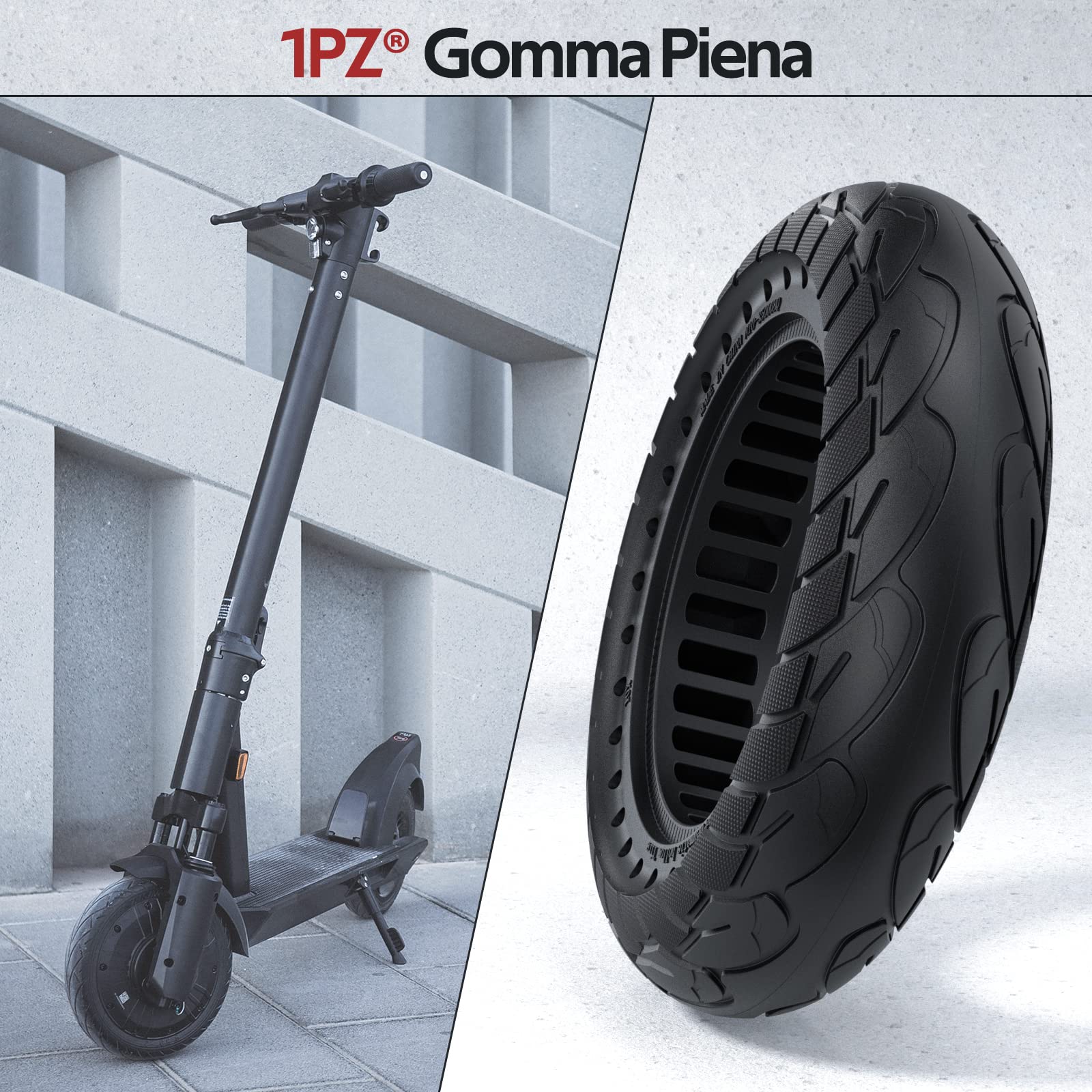 1PZ 10x2.5 Pneumatico Solido10 Pollici per Ninebot Max G30, 60/70-6.5 | 60/70-6.5 Per Monopattino Elettrico, Gomma Piena Antiforatura, Ruota Anteriore o Posteriore, con 2 Leve