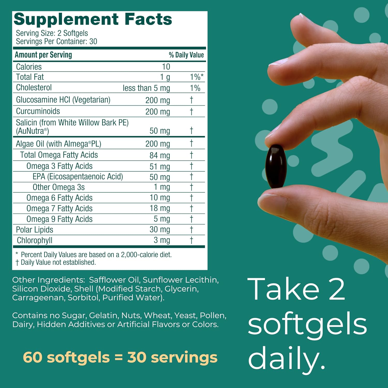 Iwi Life Joint Omega-3, 60 Softgels (30 Servings), Plant-Based Algae Omega-3 with Glucosamine, Mobility Support Dietary Supplement, Krill & Fish Oil Alternative, No Fishy Aftertaste