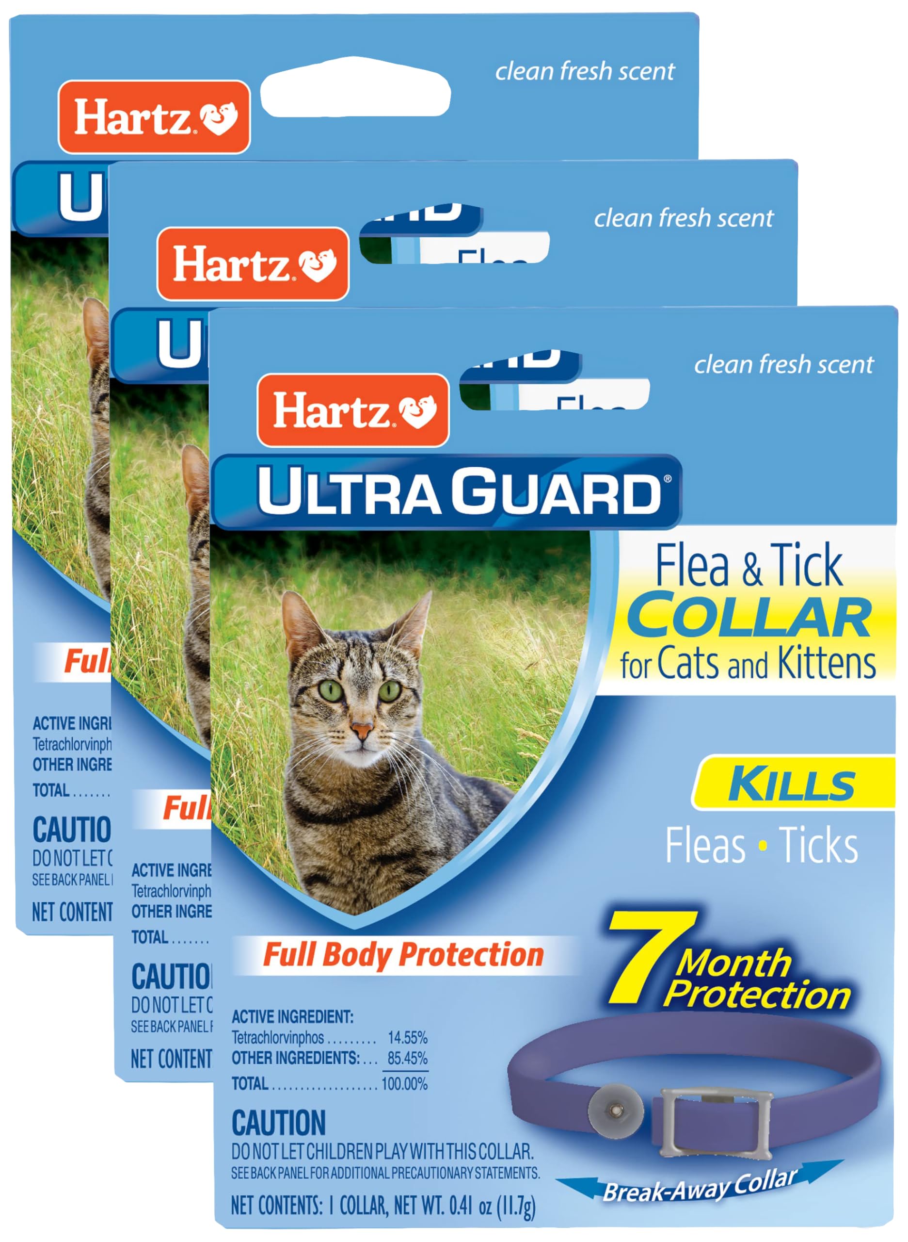 UltraGuard Purple Flea & Tick Collar for Cats and Kittens - 7 Month Protection (Pack of 3)