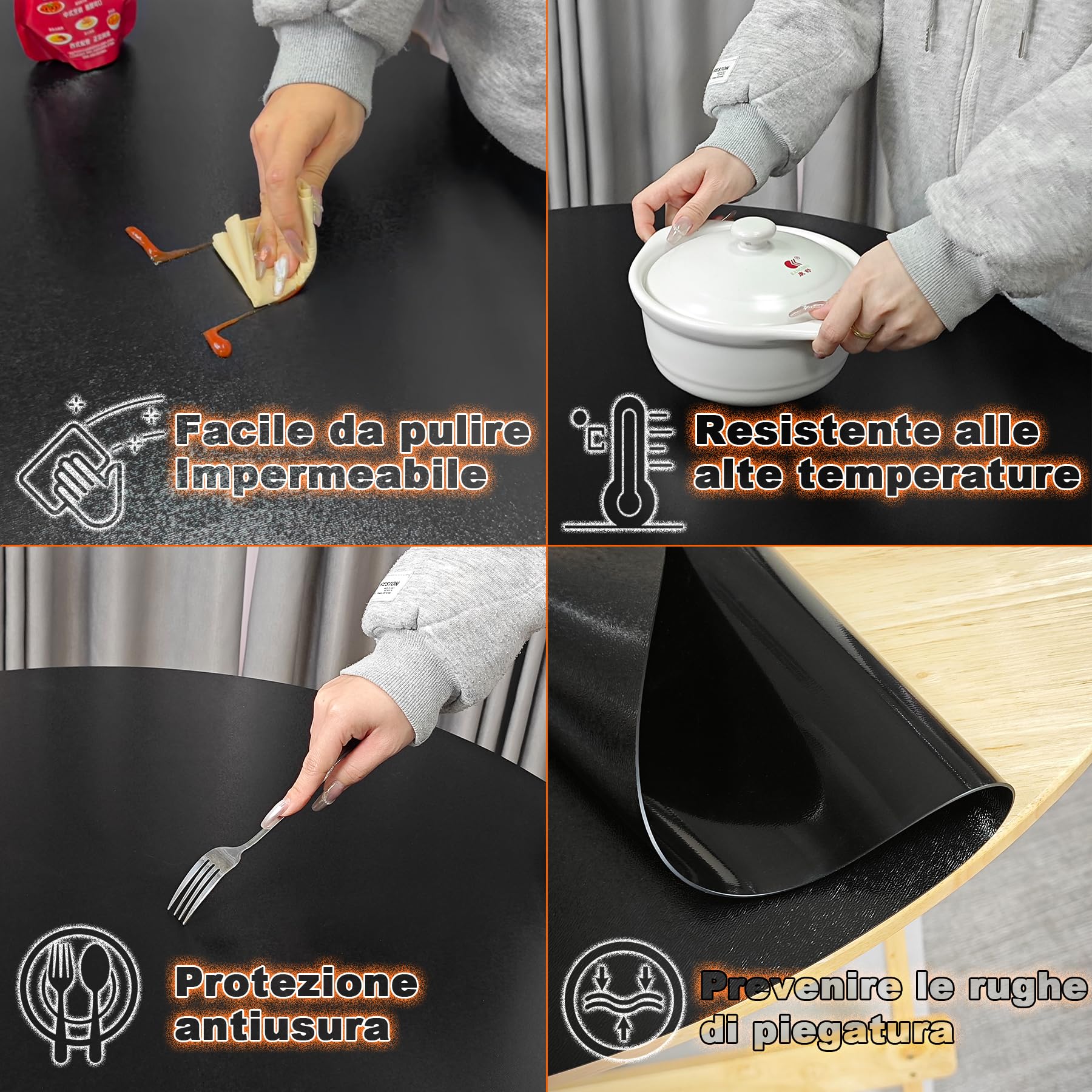 Hule Negro 140x350cm, Resistente a Rayones, 100% Negro Manteles Disponible en Ancho y Largo PVC Mantel para Barra de Bar/Mesa de Cerveza