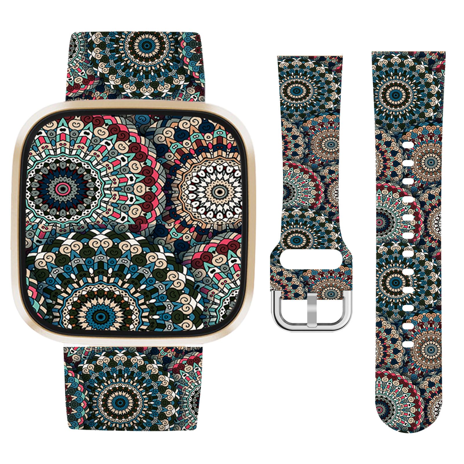 Vozehui Flowers Silicone Straps for Fitbit Versa 4 3 Sense Sense 2, Soft, Unique Printing Technology, Comfortable to Wear, Waterproof and Durable Replacement Band for Men Women