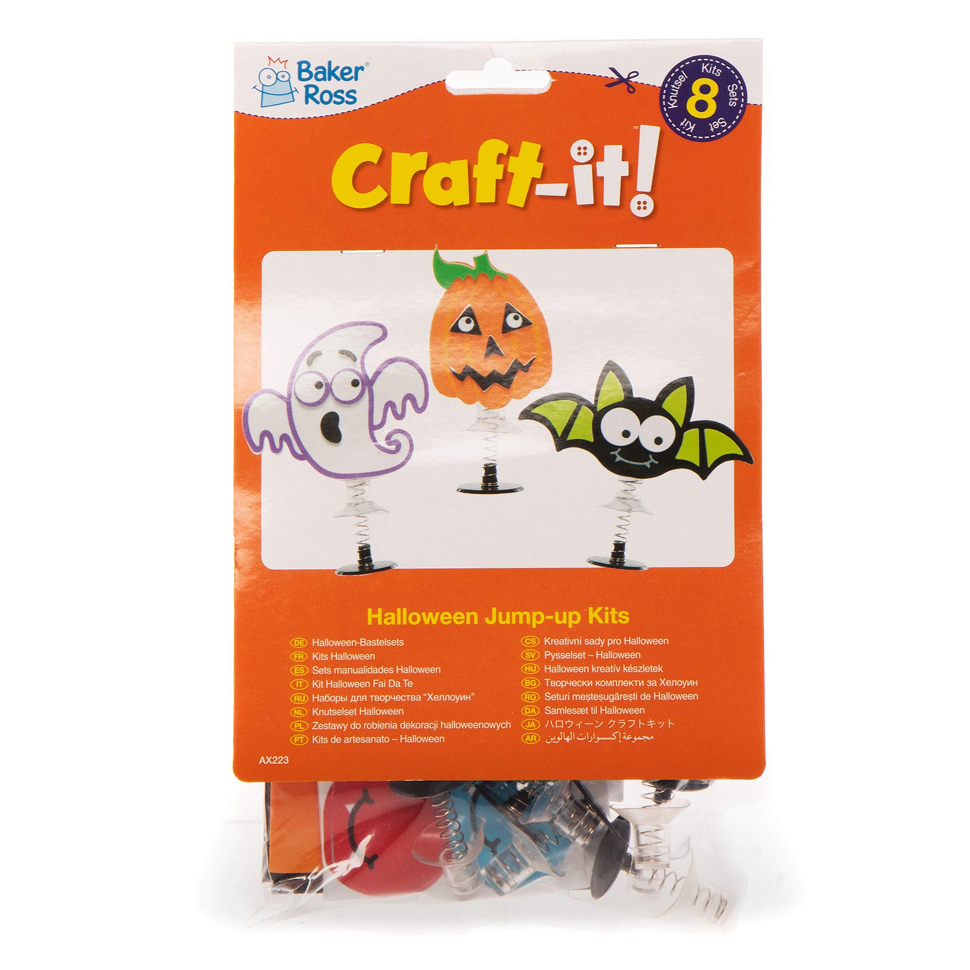 8 Jouets Sauteurs Halloween - Fantôme, Araignée, Citrouille, Chauve-souris, Avec Autocollants Mousse (à Partir De 5 Ans)