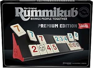 Rummikub Premium Edition by Pressman with Racks, Engraved Tiles & Storage Bag