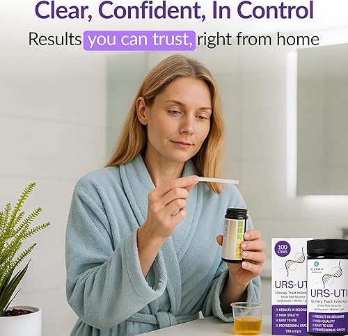 Miniatura 4 de RenewV URS-UTI Tiras de prueba de 100 unidades  Kit de prueba de salud del tracto urinario 3 en 1 para leucocitos, nitrito, pH  detección de ITU en