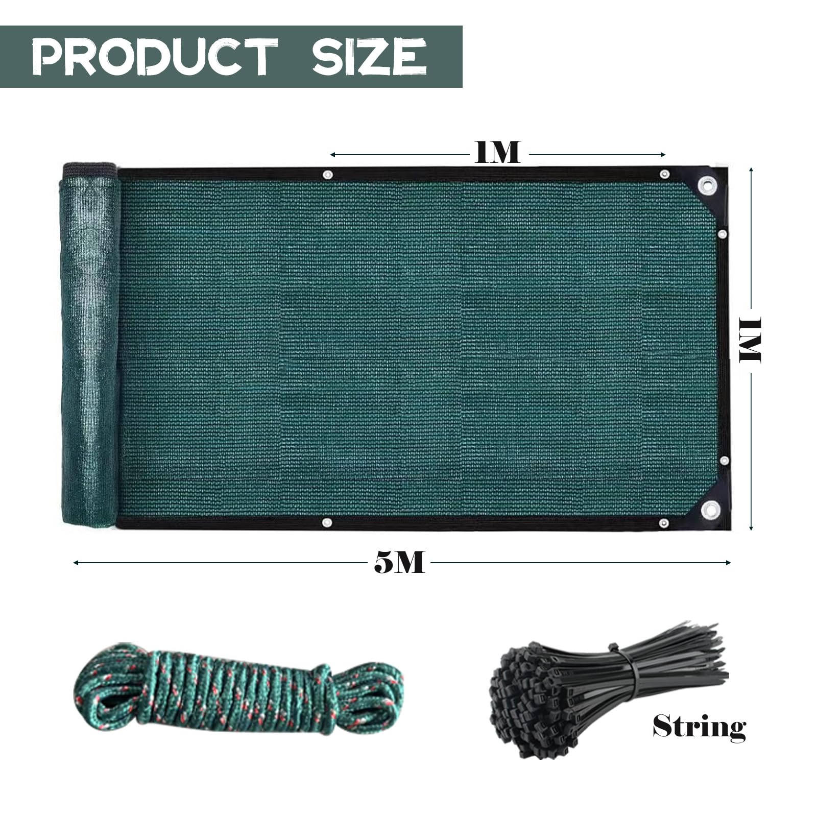 TUAKIMCE Garden Privacy Netting 1 x 5m, Privacy Fence Screening 90% HDPE Outdoor Shading Net - Image 2