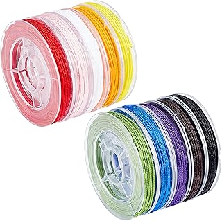 PH PandaHall 9 Color 0.8mm Nylon Beading String Chinese Knotting Cord Braided Thread Bracelet String Kumihimo Macrame Thread String Blinds String for Friendship Christmas Jewelry Making, 67 Yards