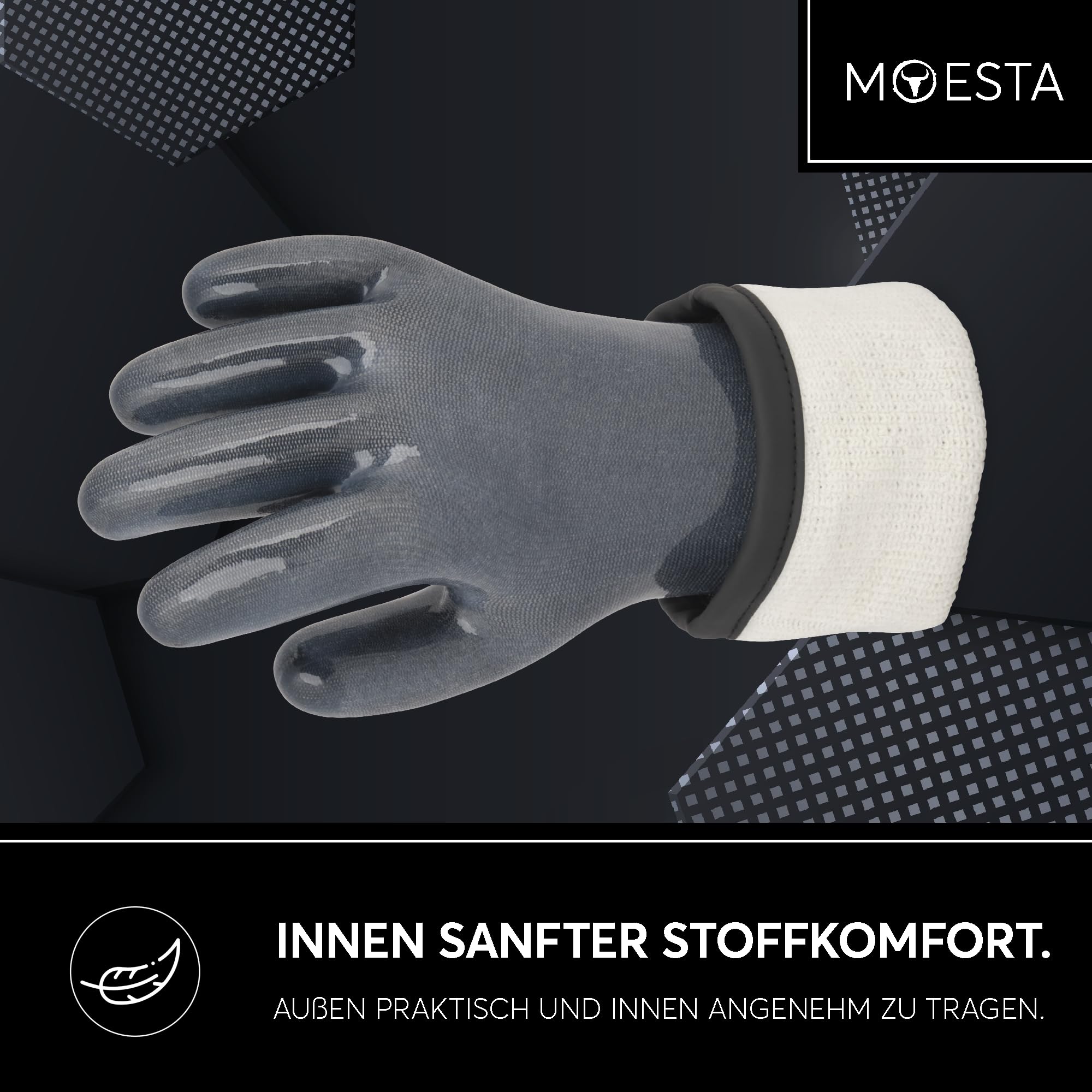 MOESTA BBQ EST. 2012 Moesta BBQ 20011 HeatPro Gloves - Guantes de silicona para barbacoa (resistentes al calor, lavables hasta 250 °C, talla M 8), color gris antracita