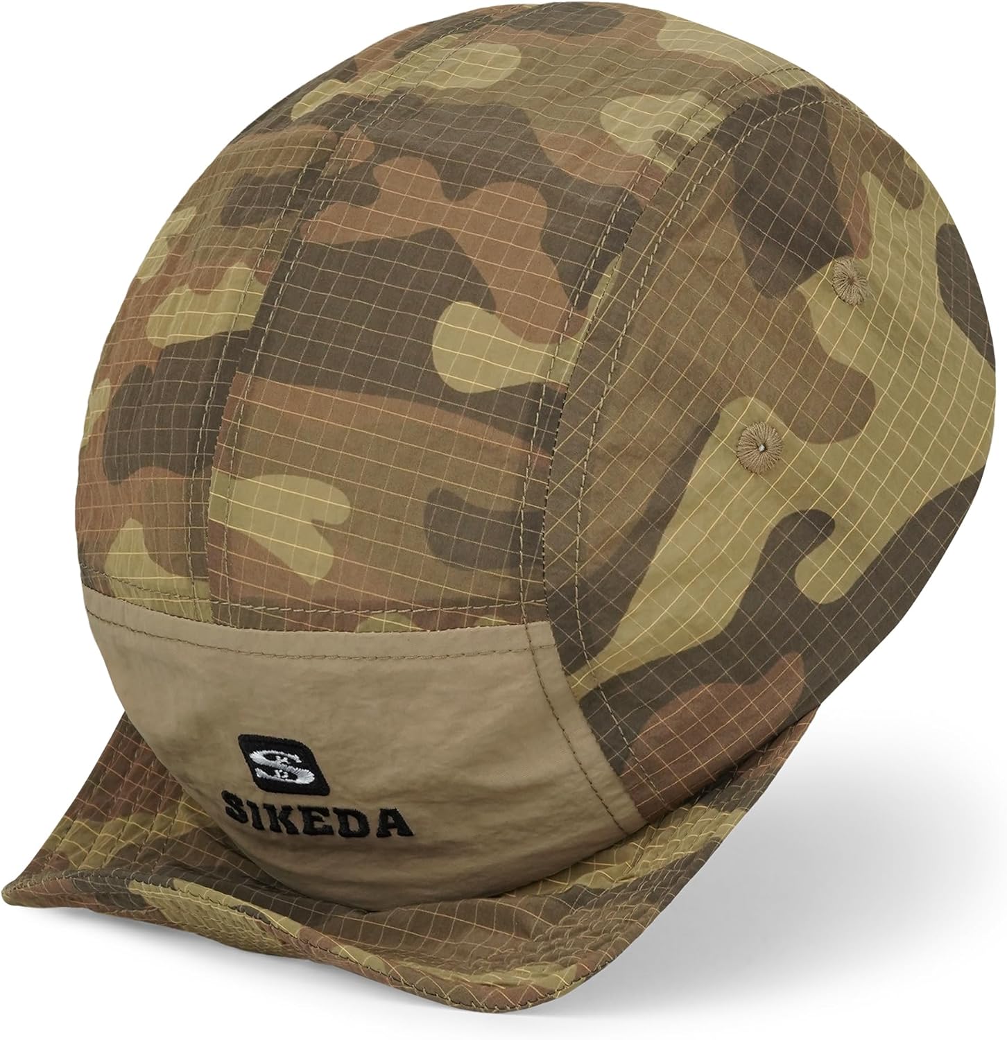 CLAPE Short Brim Baseball Cap for Men, Camouflage Quick-Dry 5 Panel Camper Hat Shapeable Low Profile Short Bill Cap - Image 2