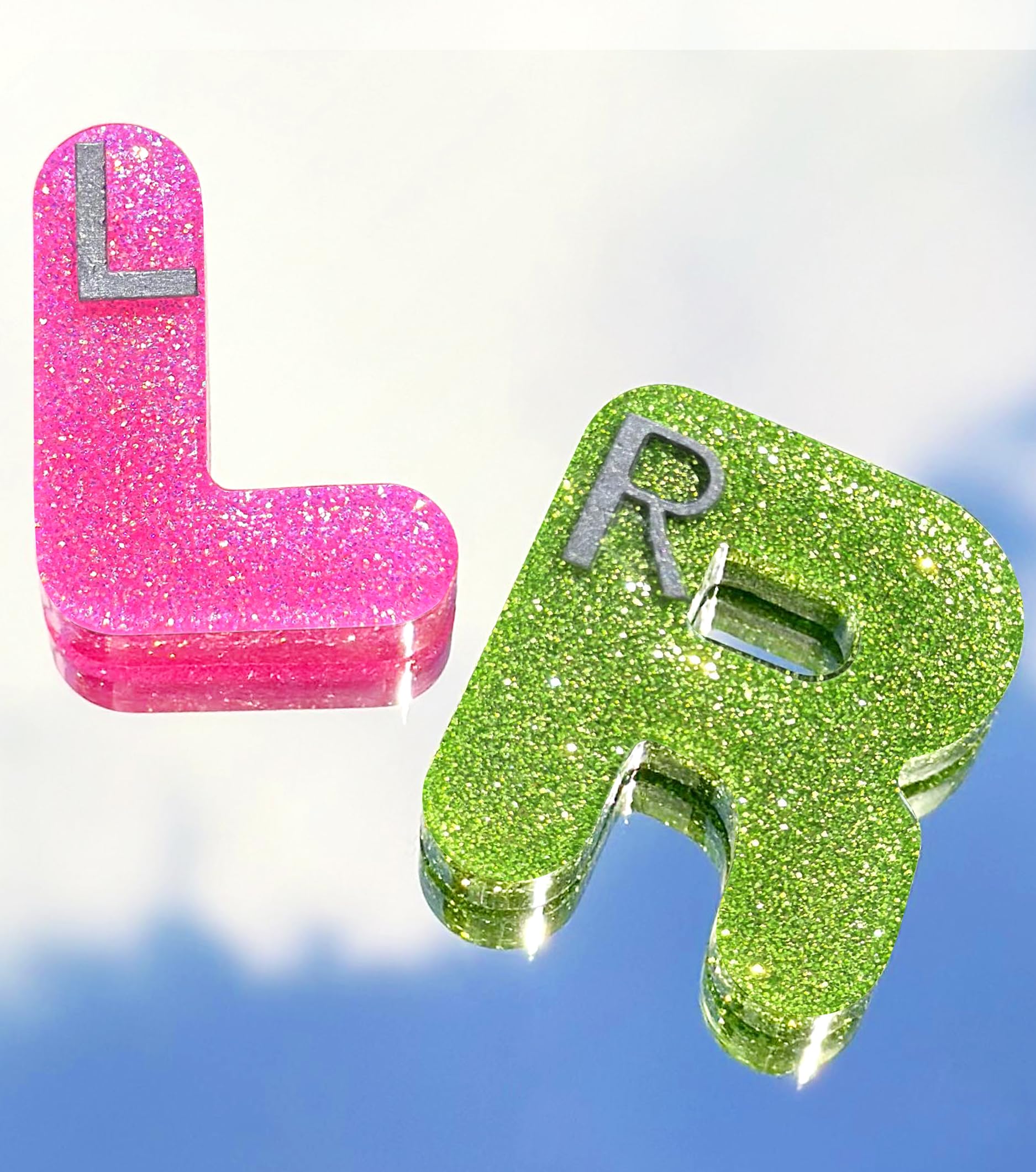 Plifal Xray Markers with Lead Initials - Glitter Radiology X-ray Markers in Rose & Green 