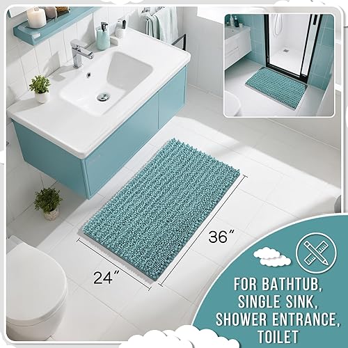 Miniatura 681 de Yimobra - Tapete de baño largo de felpilla, grande de 55.1 x 24 pulgadas, microfibra gruesa, absorbente, extrasuave, antideslizante, peludo, lavable