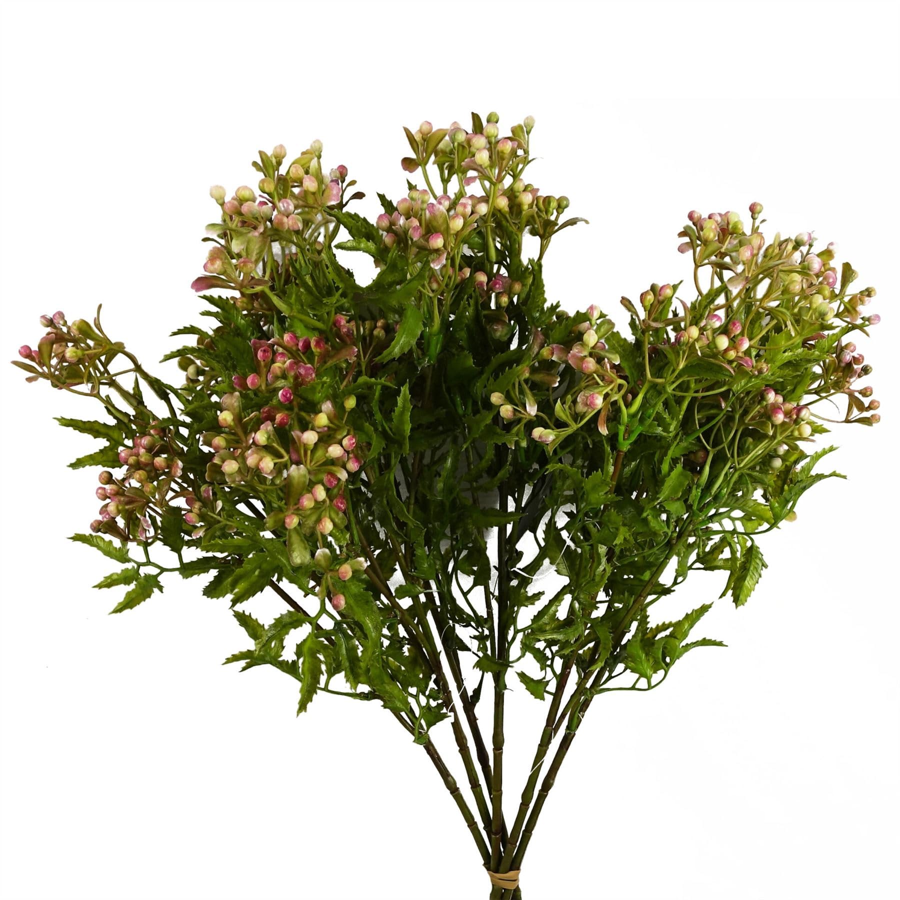 Leaf Artificial Foliage Stem with Pink Berries - 55cm - Pack of 6