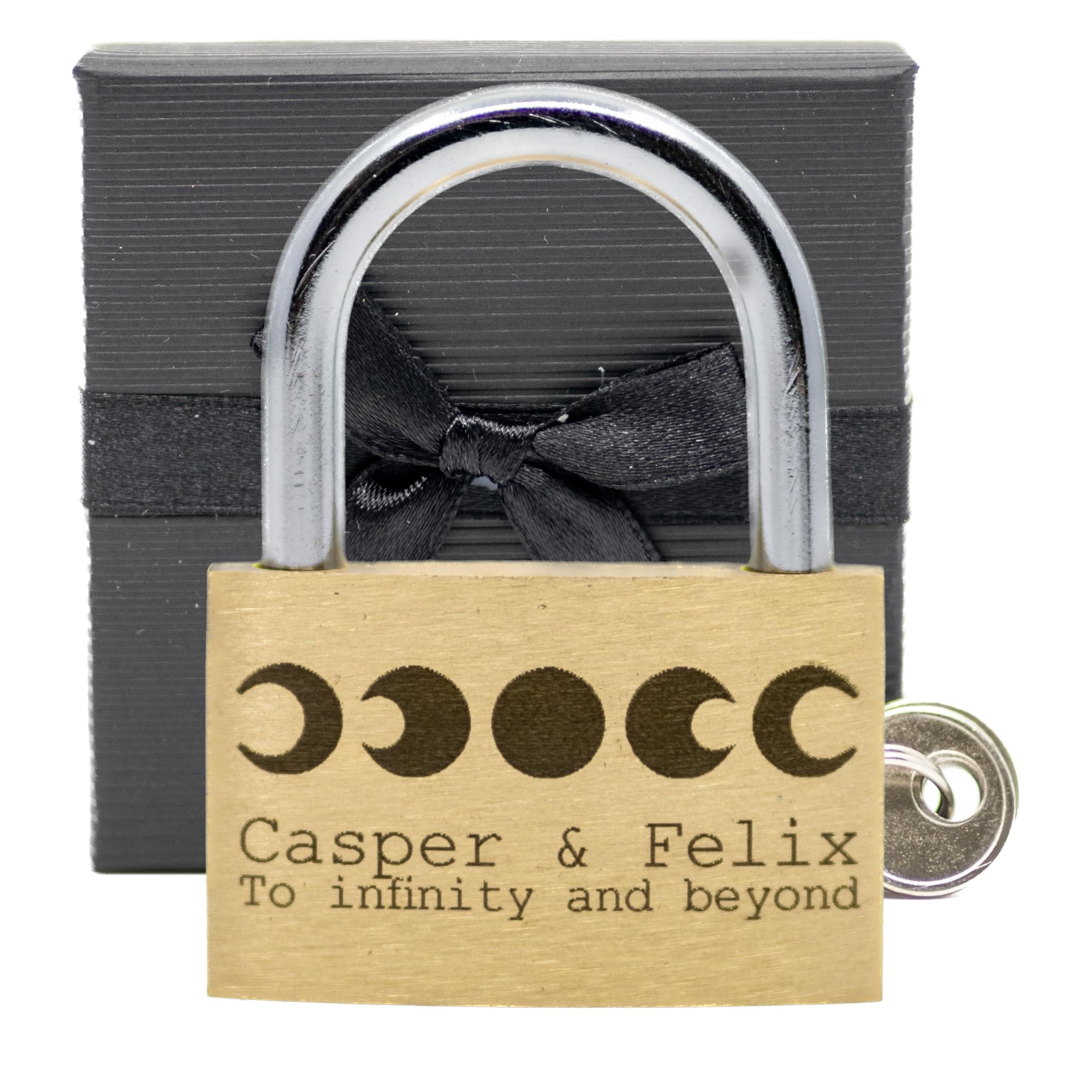 Engraved Love Padlock, 23 Styles, Bold Permanent Engraving + Gift Box. 40mm. Locks of Love ♡ (Moons, 40mm)