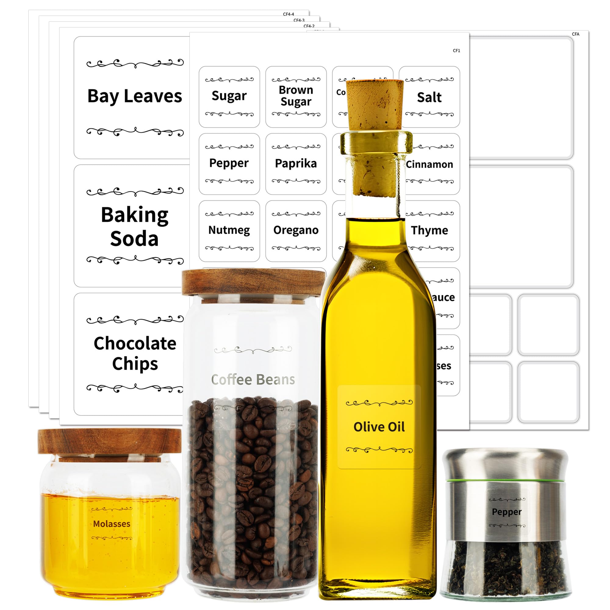 Amazon.com: 4Johor 232 Pcs Pantry Labels for Containers - Waterproof ...