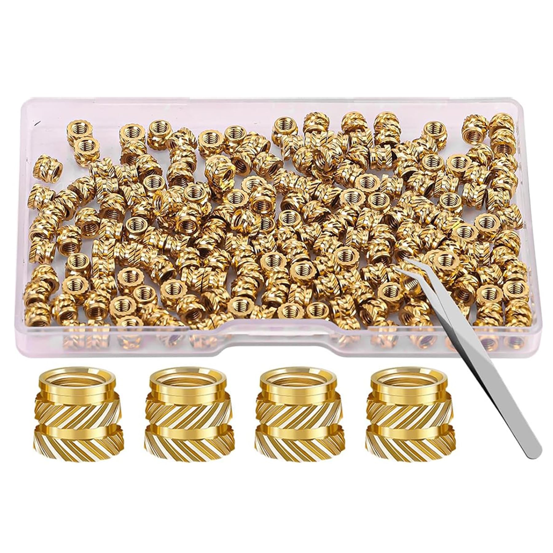 250Pcs 3D Printing Brass Nuts，M3x4x5 Threaded Inserts Heat Set for Plastic Metric Knurled Nuts Assortment Kit for 3D Printing Components