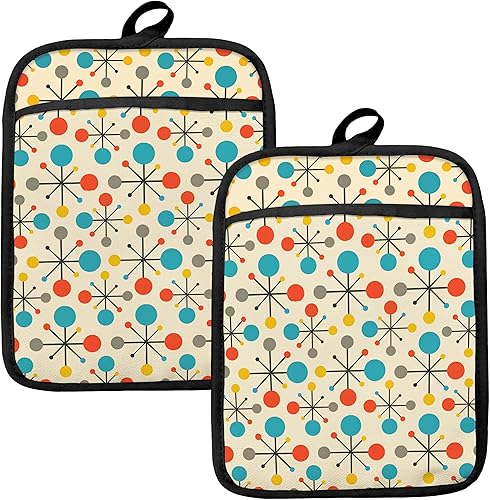 Soportes para ollas abstractas estilo bohemio vintage para cocina, color beige retro de mediados de siglo, moderno, resistentes al calor,