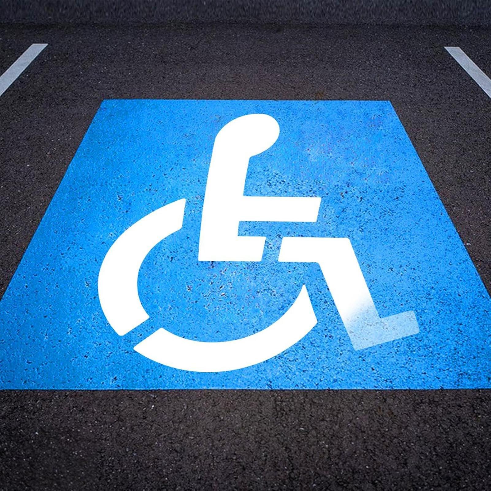 Pochoir de stationnement pour handicap parking pochoir | Modèle de stationnement en silicone de 83,8 x 91,4 cm | Pliable et flexible, épaisseur 1 mm, outil symbole fauteuil roulant pour peinture