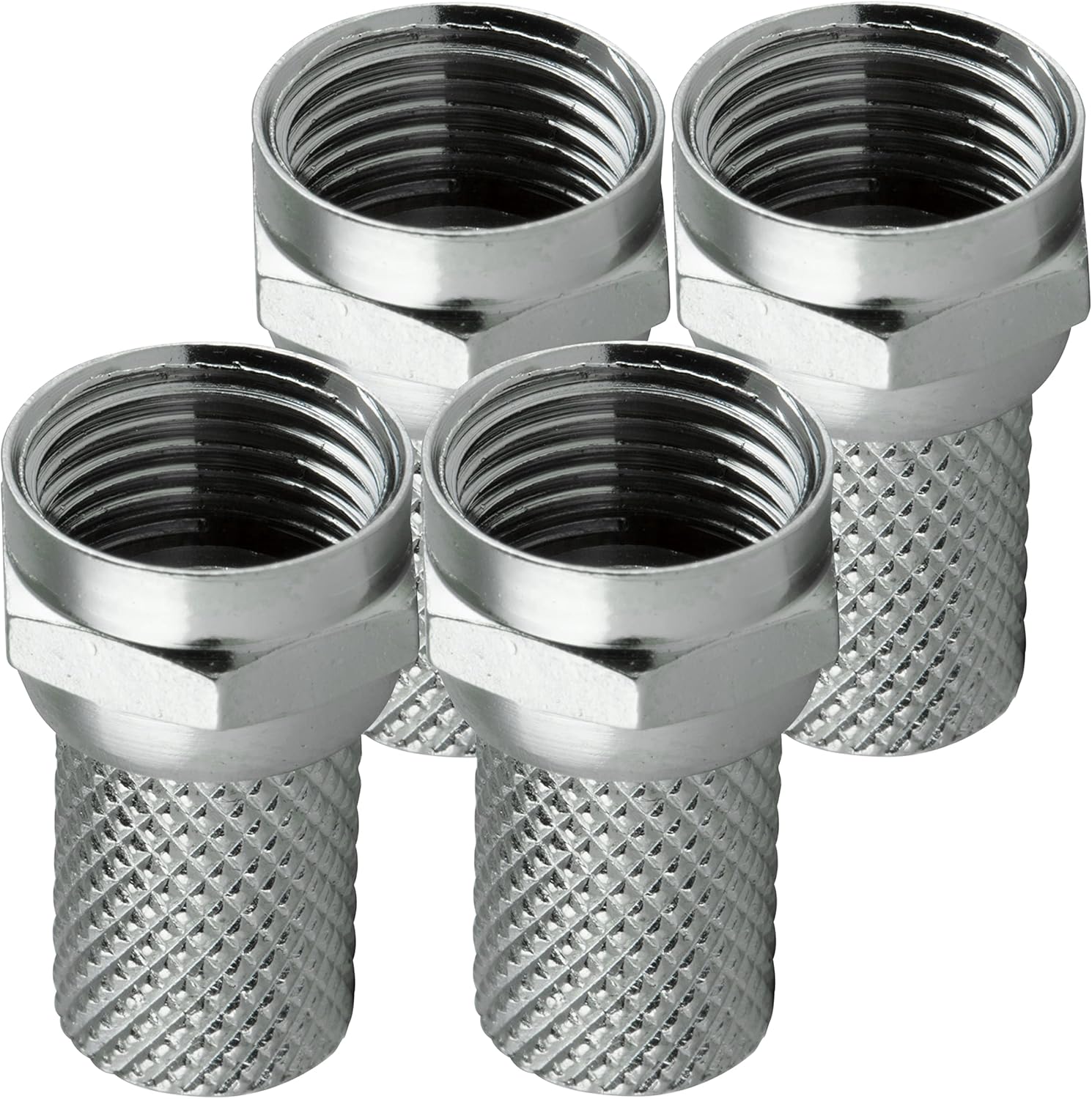 GE 4Pack RG6 TwistOn F Connectors, FType Coaxial Connectors, Replace Broken