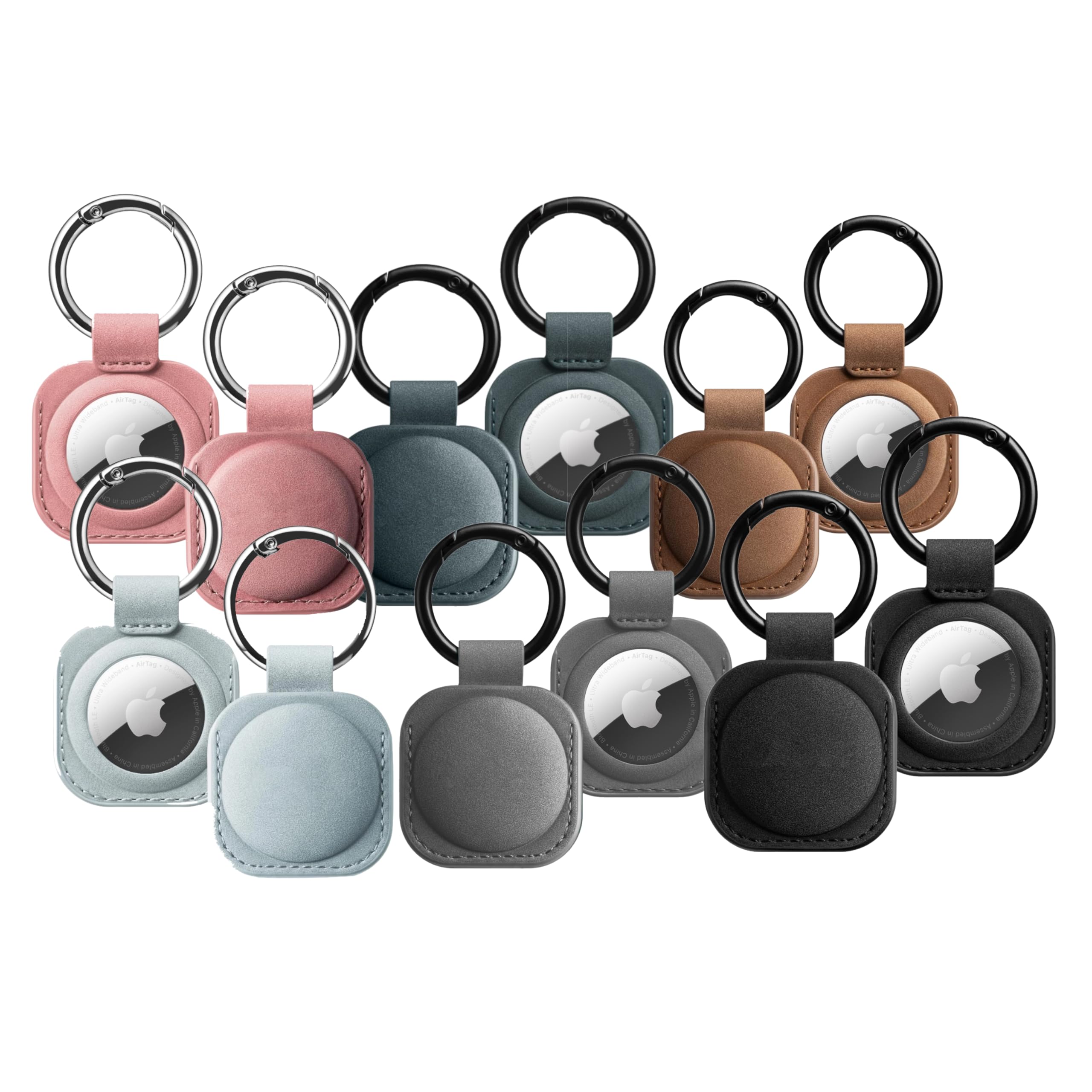 Tag Leather Case Holder Keychain Protector for Pet Collars Keys Bags Luggage, Scratch Resistant, Soft Touch, Matt Finish, Pack of 6 (Brown, Black, Grey, Blue, Pink, Light Blue)-image-38