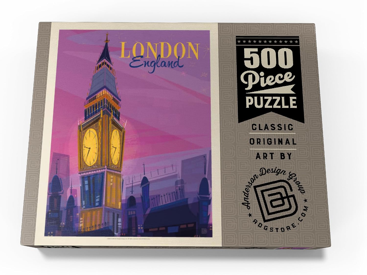 MyPuzzle England: London, Big Ben (Mod Design), Vintage Poster - Premium 500 Piece Jigsaw Puzzle for Adults