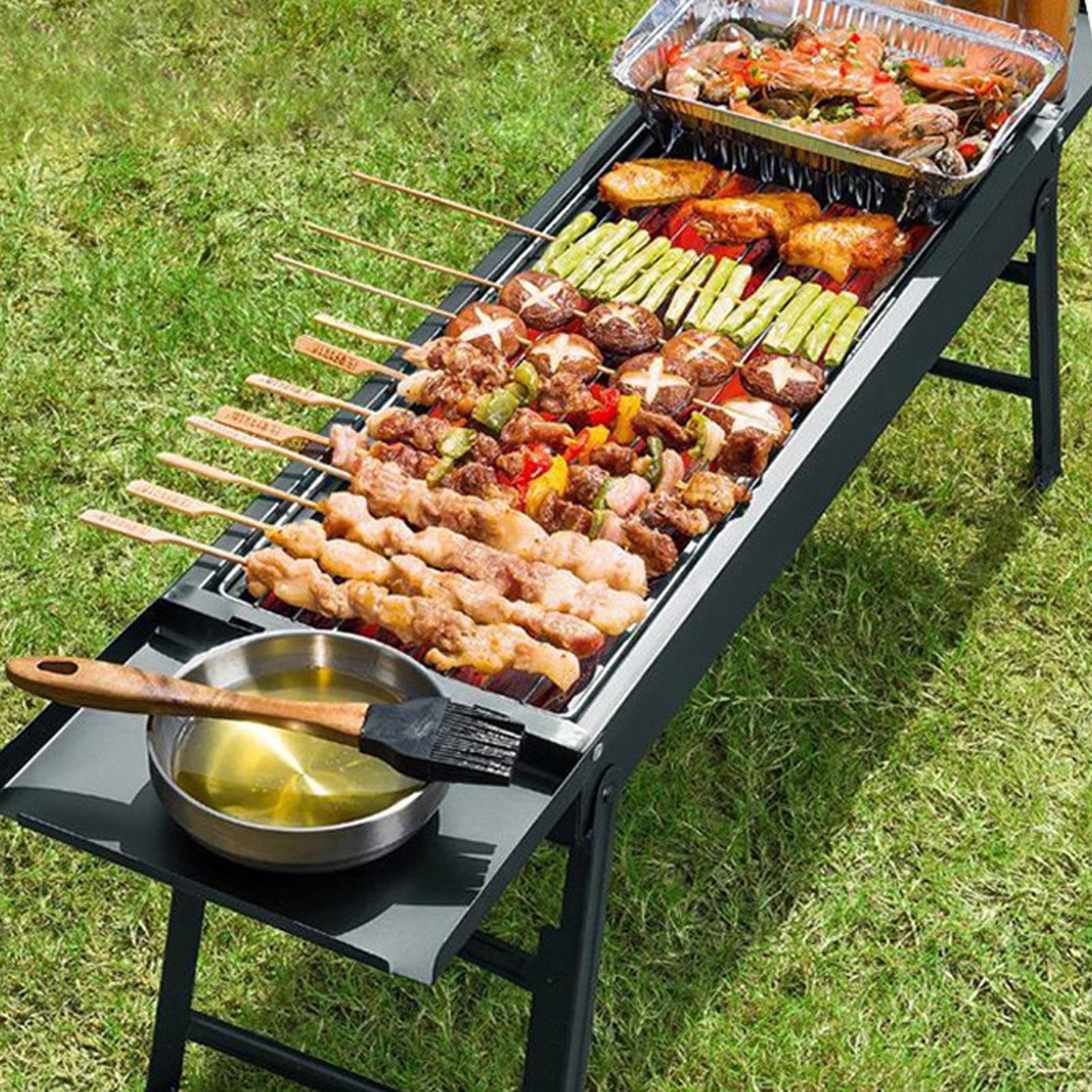 Barbecue,Fornello Pieghevole E Rimovibile - Barbecue a Carbone con Vassoi Laterali,Per Uso Esterno Campeggio Appartamento Balcone Spiaggia Cottura Picnic Viaggi