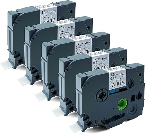 NEOUZA Cartucho de cinta de etiquetas TZE TZ laminadas, de 1532 x 1516 pulgadas, compatible para Brother P-Touch (paquete de 5), TZe-231 Negro en