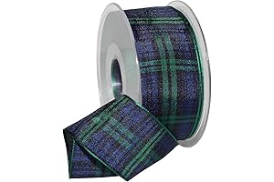 Morex Ribbon 975 Edinburgh Ribbon, 1.5-Inch Wide, 27 Yards, Navy Blue Plaid