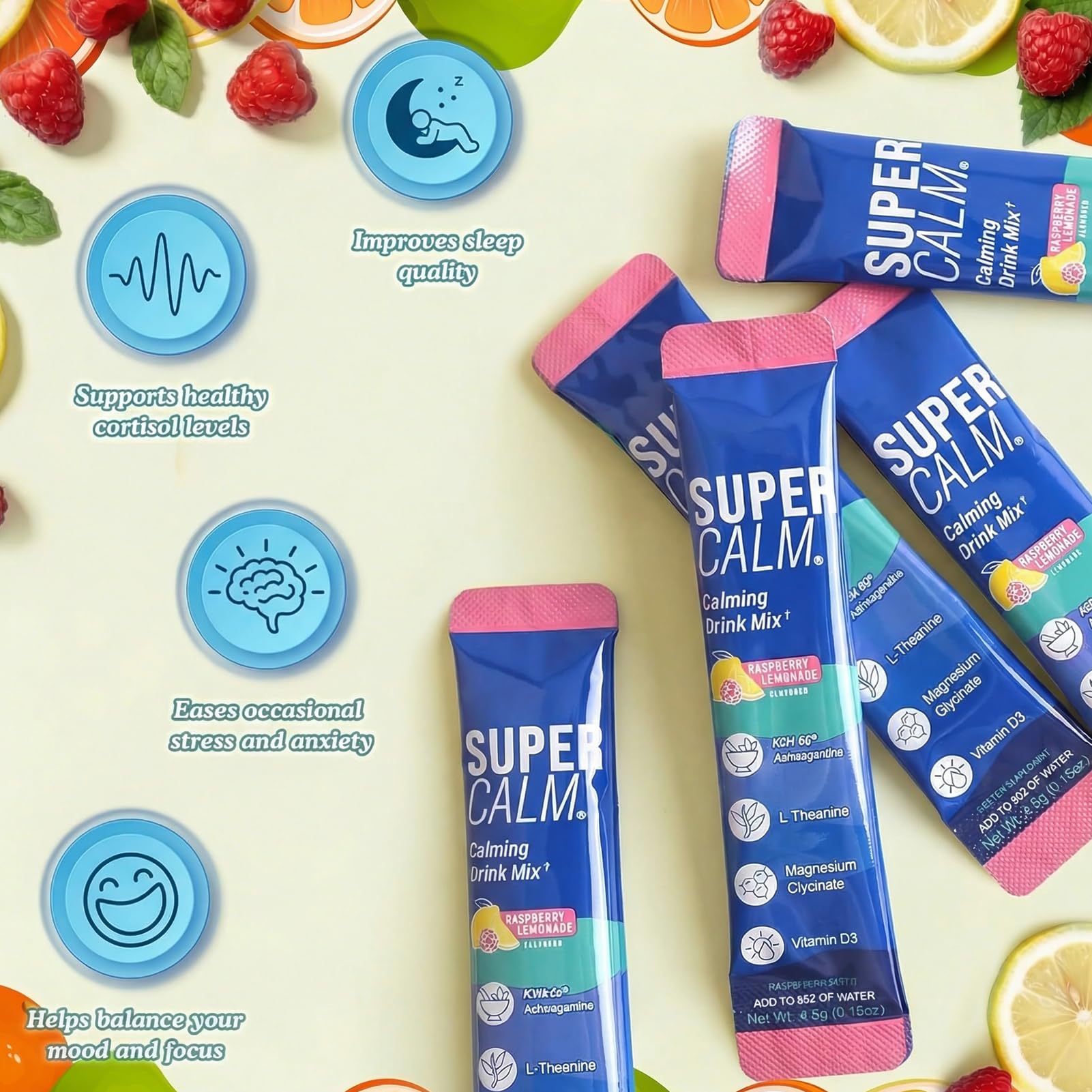 Totalmente Nuevo Super Cortisol, 20 unidades de Super Cortisol Drink, Polvo de cortisol Supercalm natural, aumentar la concentración, permanecer relajado y reducir el estrés de forma natura