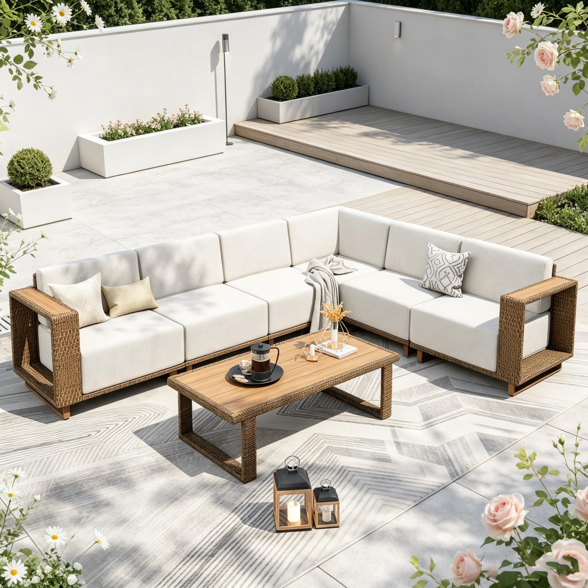 PHI VILLA Rattan Gartenmöbel Set Balkonmöbel