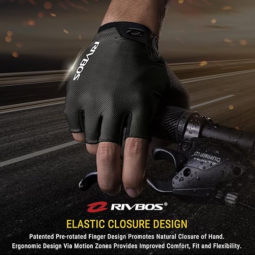 Miniatura 2 de RIVBOS Guantes de ciclismo para hombres y mujeres con almohadilla antideslizante que absorbe los golpes para bicicletaentrenamientobicicleta de