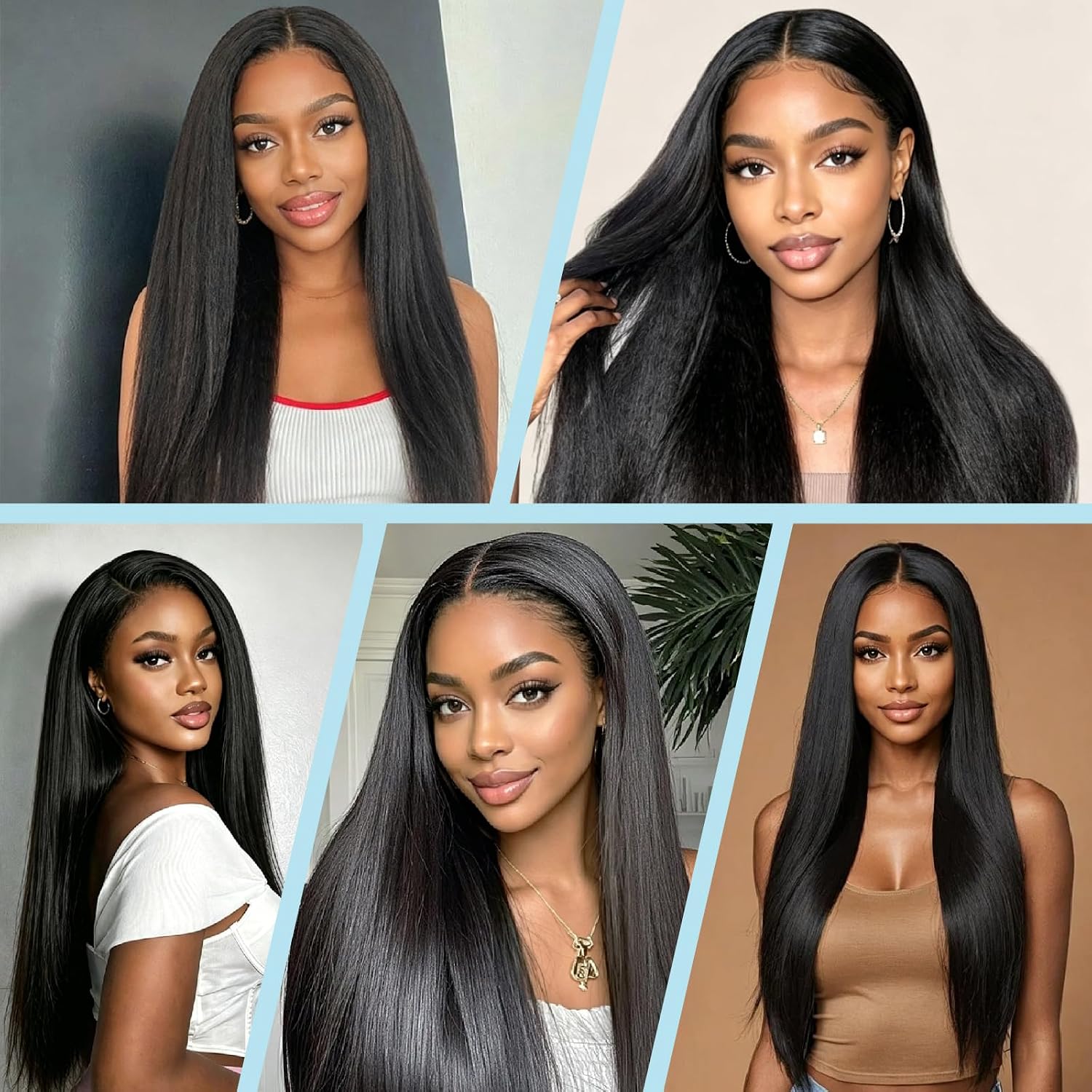 Human Hair Clip in Extensions, 7 Pcs Yaki Straight Human Hair Bundles 120g, 20 Inch Natural Black, Yaki Straight Clip Ins Full Head, Brazilian Remy Hair Extensions for Women