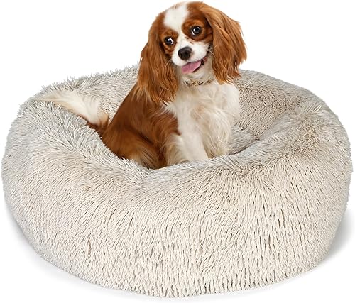 Cama para perros pequeños, medianos y grandes, antiansiedad, lavable a máquina, cálida, acogedora, suave, cama redonda para mascotas, se adapta a