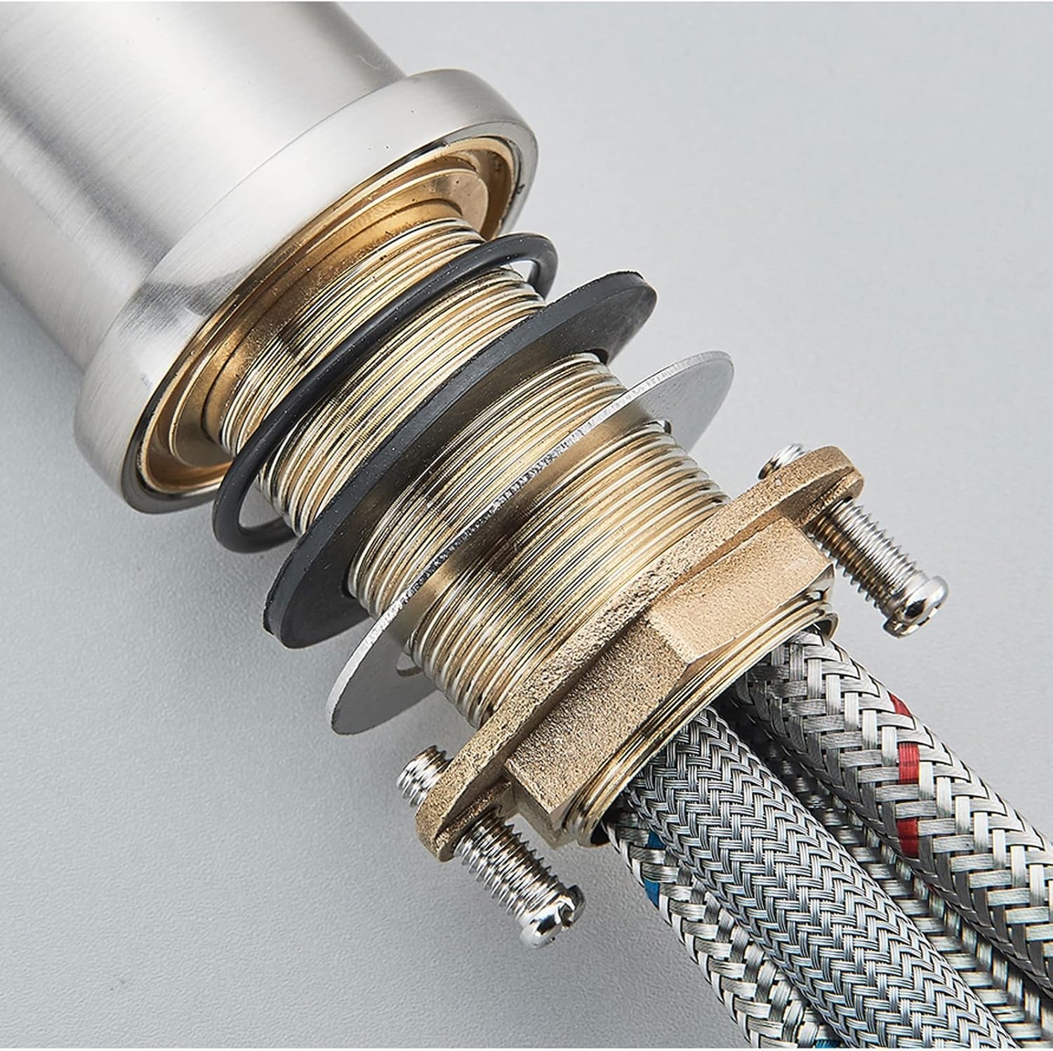 Matte Black Stainless Steel Pull-Down Kitchen Faucet with Retractable Spray Head, Suitable for Sinks, RVs, and campervans. Modern Design, Easy to Install, ，Brushed Nickel-