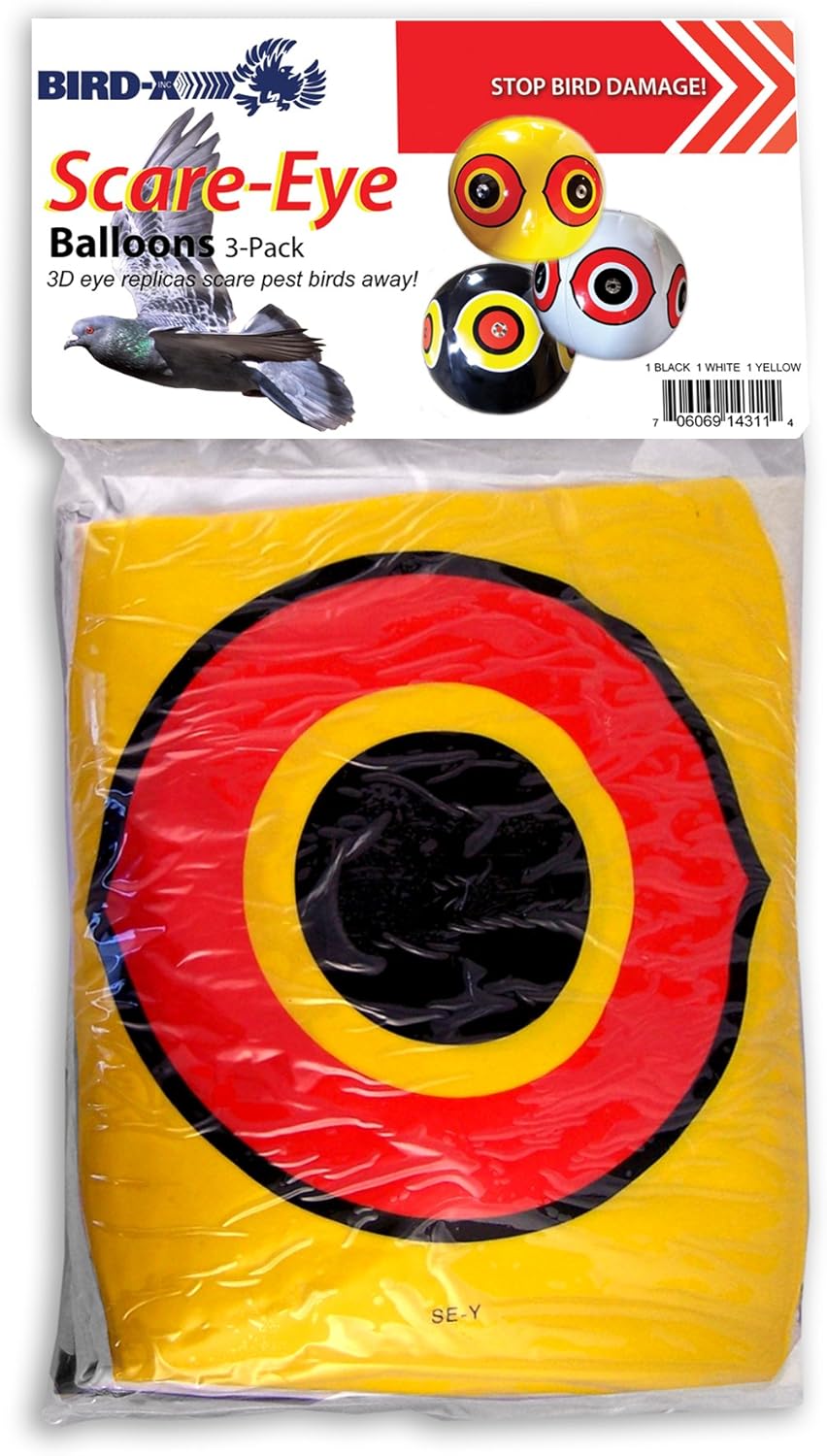 Bird-X Prowler Owl Decoy with Moving Wings 3D Bird Scare Eye Balloons (3 Count)