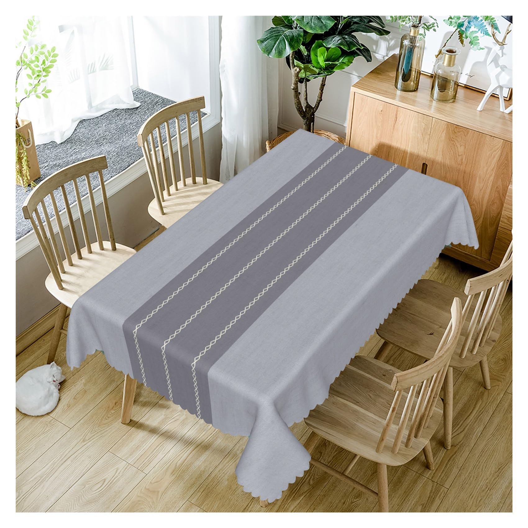 BDFJEDS Waterproof Tablecloth Simple Tablecloth Floral Stripe Waterproof Dining Table Cover For Home Outdoor Picnic Kitchen(Color1,100x160cm 39x63inch)