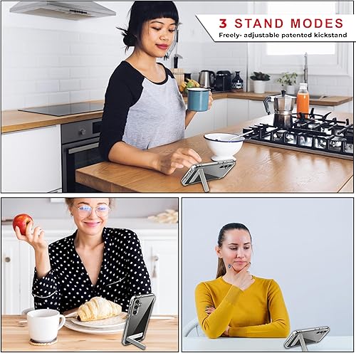 Miniatura 8 de Funda con función atril para Samsung Galaxy S22 Ultra, ajustable de 3 vías con soporte de metal, protección contra golpes de grado militar, cubierta