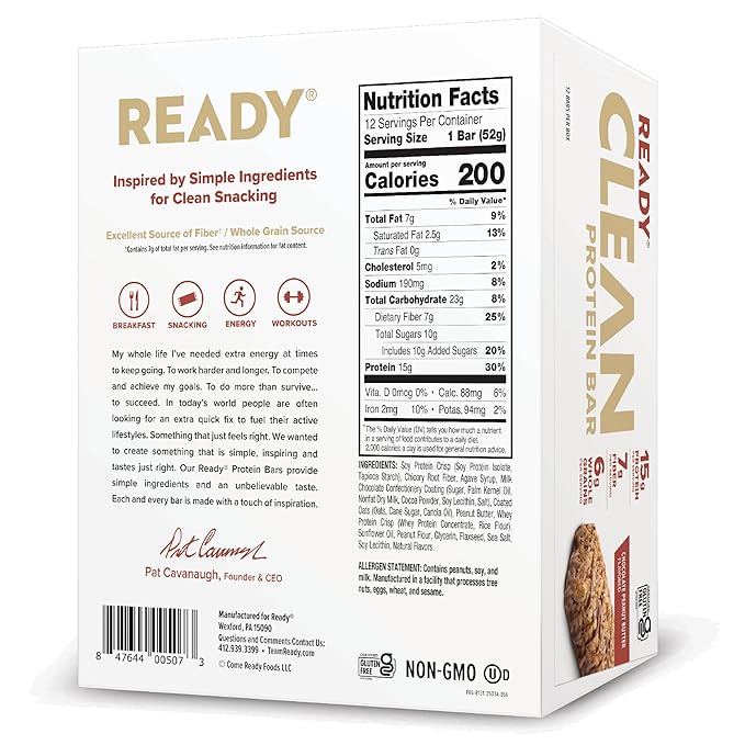 Ready Protein Bars Chocolate Peanut Butter 12 unidades miniatura 2