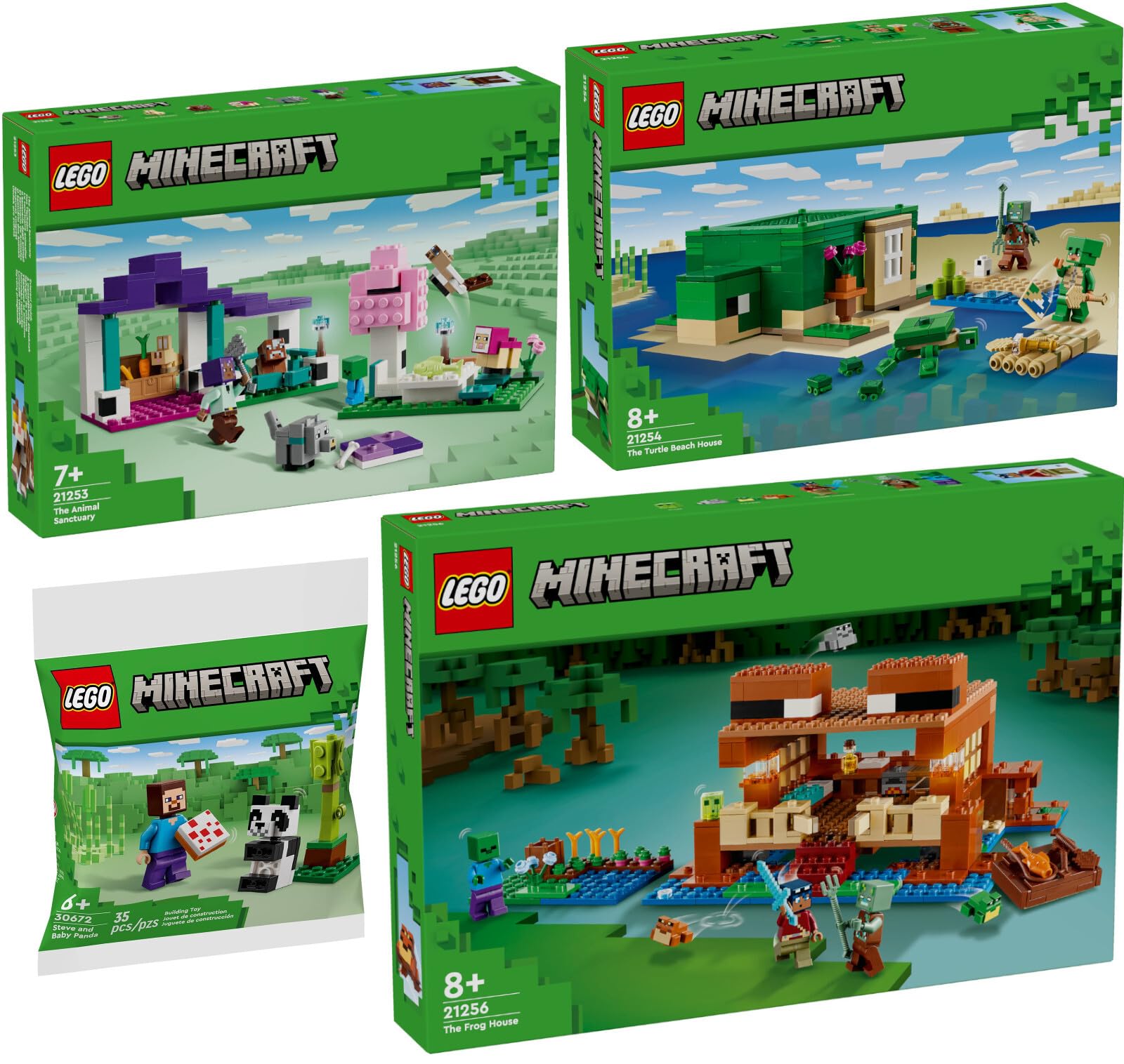 LEGO Minecraft Set: 21256 The Frog House, 21254 The Turtle Beach 