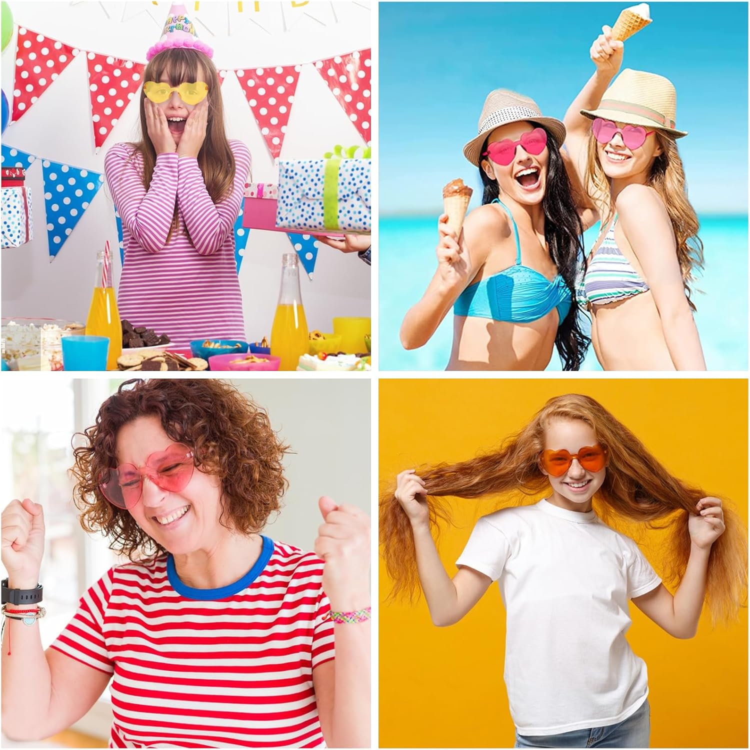 Hawaiian Heart Shaped Sunglasses, Novelty Sunglasses Funny Novelty Sunglasses for Kids Adults Photo Booth Props Party Supplies