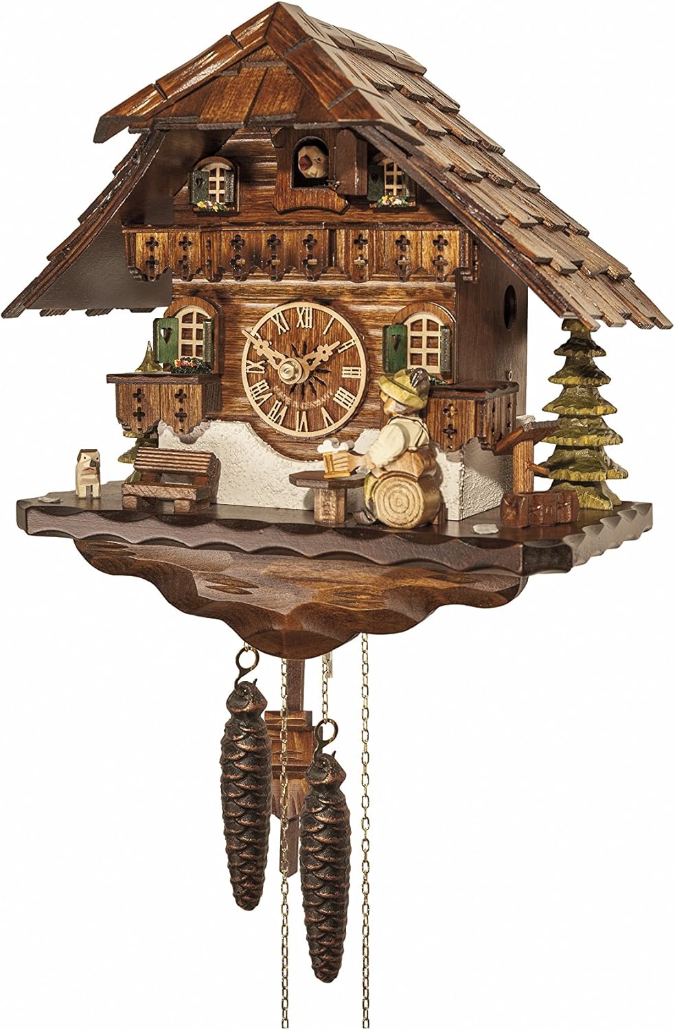 Engstler Cuckoo Clock Black Forest House with Moving Beer Drinker EN 4592