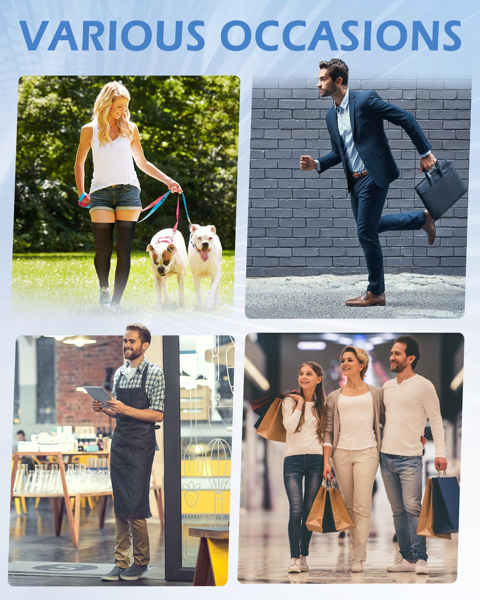 Ailaka Bas de Compression Médicale 20-30mmHg à Bout Ouvert Femme & Homme, Longs jusqu'en Haut de la Cuisse, Bande de Silicone Antidérapante, Soulagement Varices, Œdème, Jambes Lourdes
