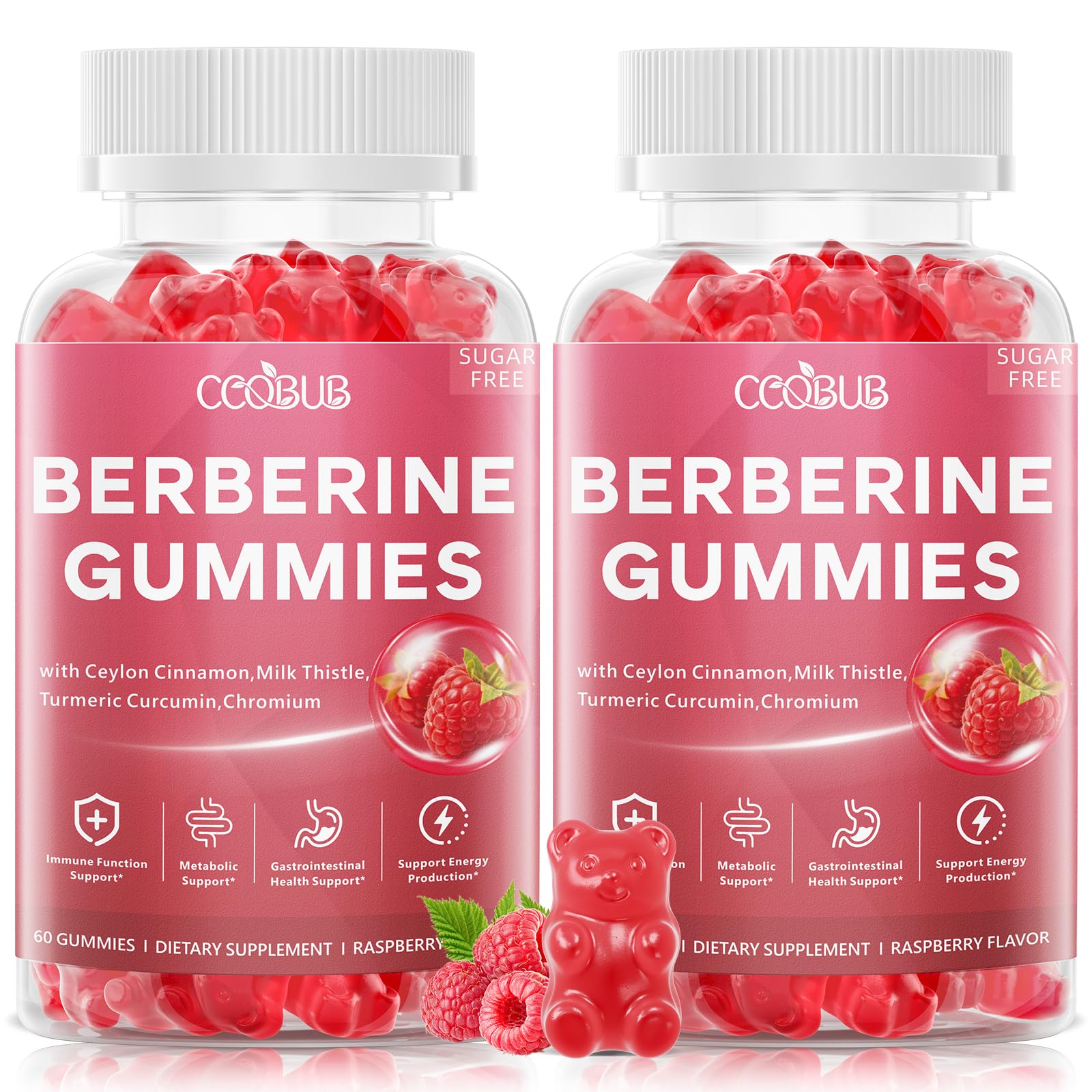 Berberine Gummies with Ceylon Cinnamon, Berberine HCL Supplement,120 Count