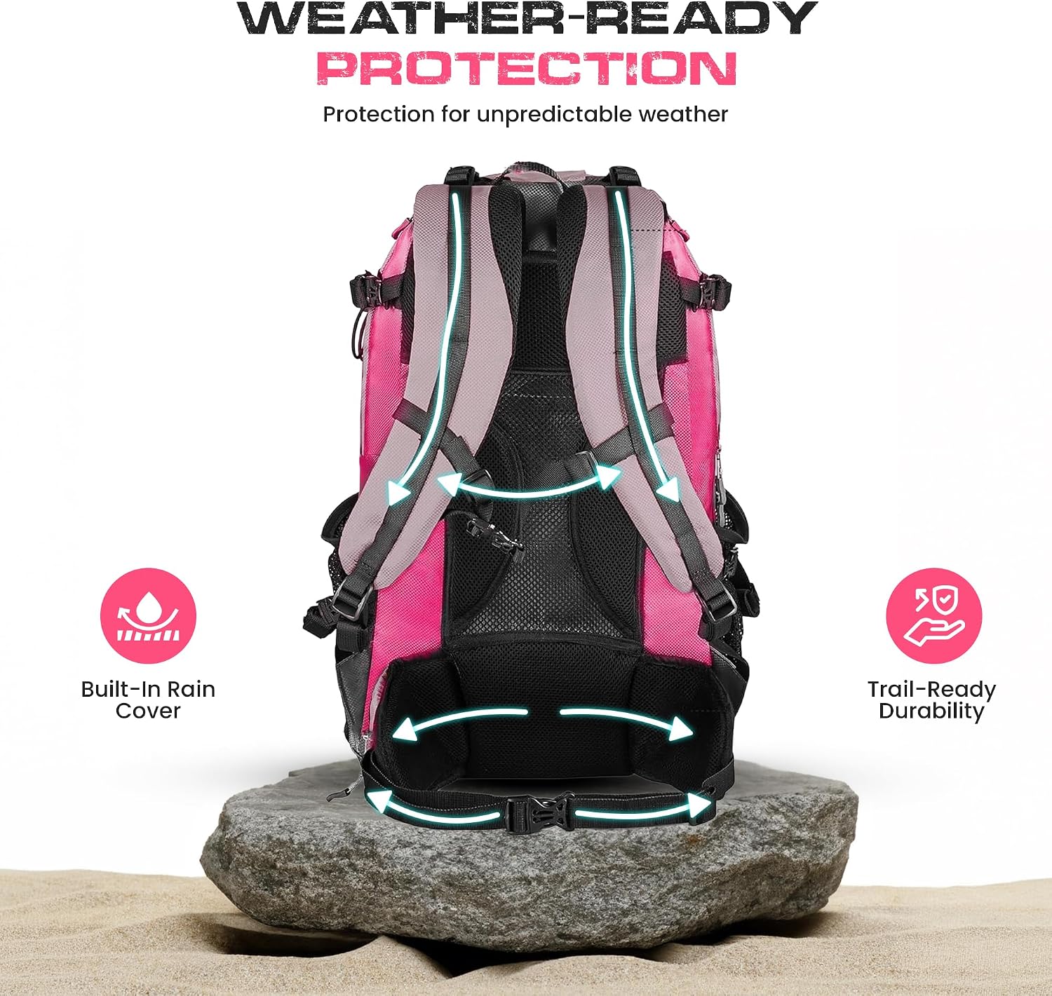Nomad 30L Internal Frame Hiking Backpack with Rain Cover – Carry-On Compliant Travel & Daypack with Laptop Sleeve, Hydration Compatible Trekking Backpack
