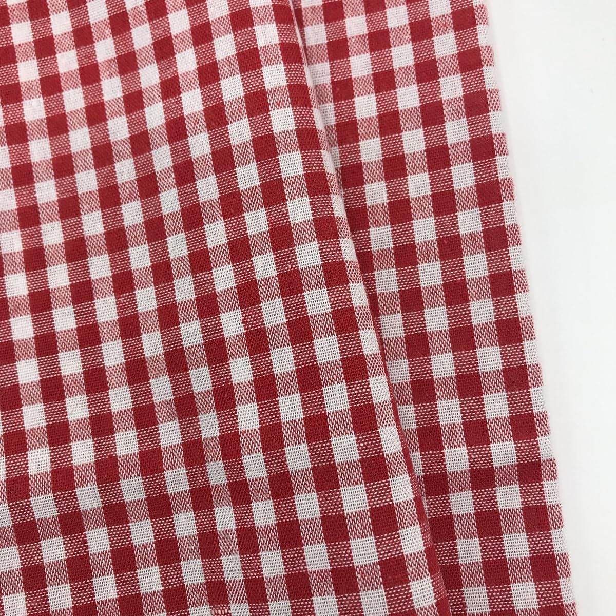 57x144 Inch Red and White Small Gingham Fabric 130GSM Cotton Blend for Sewing Festive Tablecloth Apron Dress Curtain Bedding
