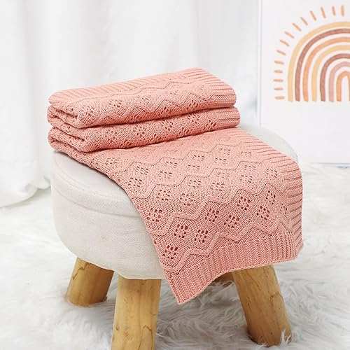 Miniatura 4 de mimixiong Mantas de punto celular para bebés para niños y niñas, color azul, 40 x 30 pulgadas